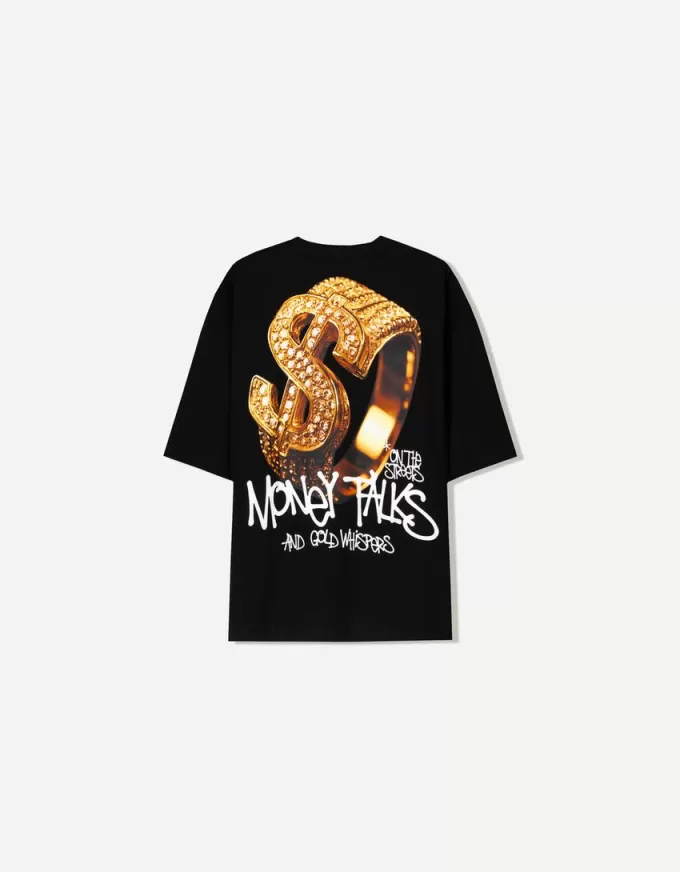 Extra lös kortärmad T-shirt med tryck Extra lös kortärmad T-shirt med tryck