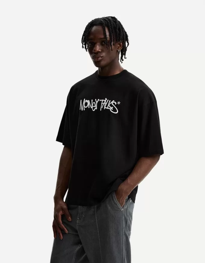Extra lös kortärmad T-shirt med tryck Extra lös kortärmad T-shirt med tryck