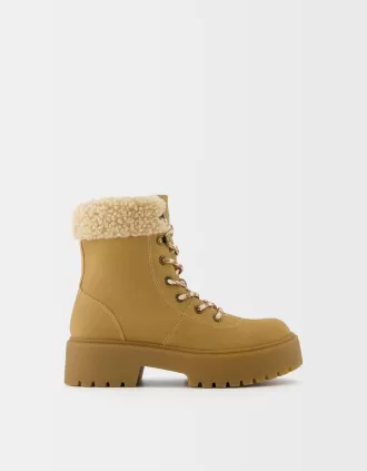 Faux shearling bergsstövlar