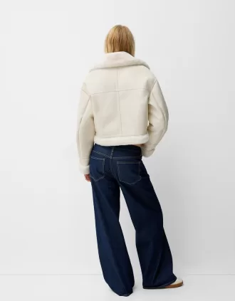 Faux shearling bikerjacka