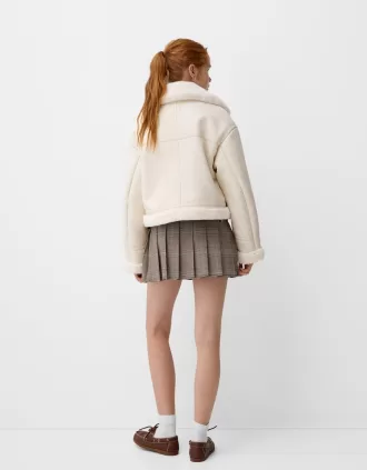 Faux shearling bikerjacka