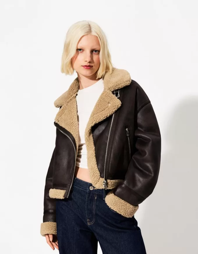 Faux shearling bikerjacka Faux shearling bikerjacka