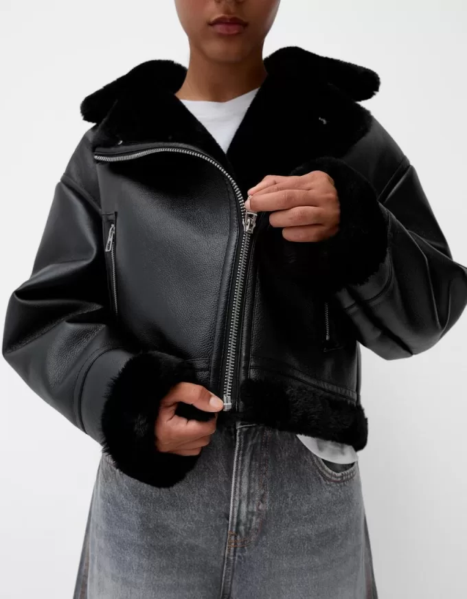 Faux shearling bikerjacka Faux shearling bikerjacka