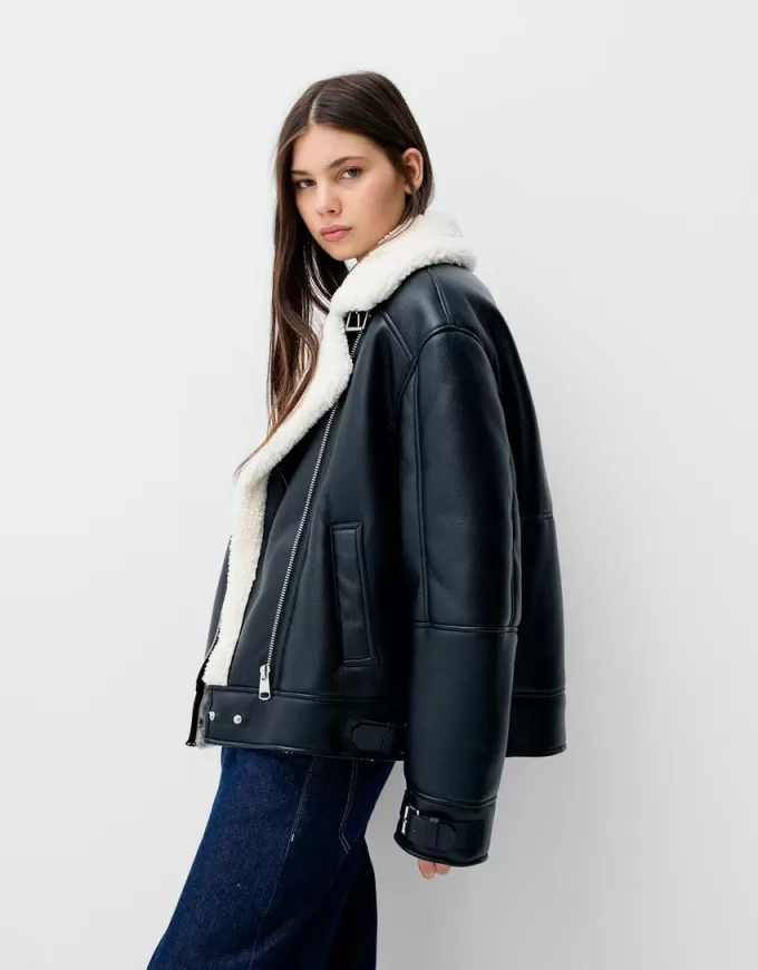 Faux shearling bikerjacka Faux shearling bikerjacka