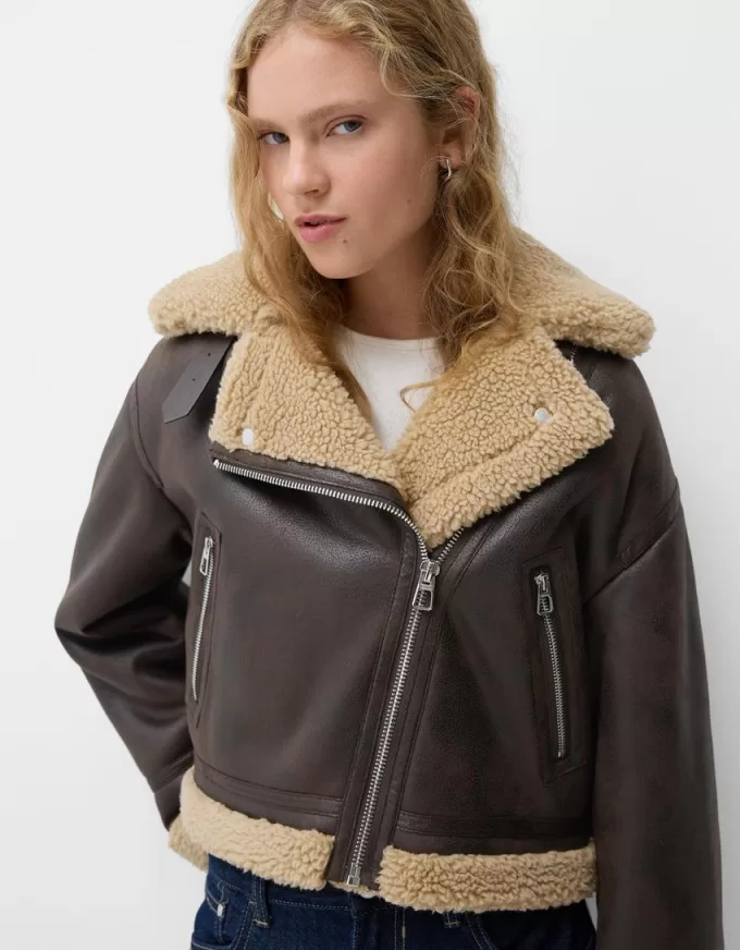 Faux shearling bikerjacka Faux shearling bikerjacka