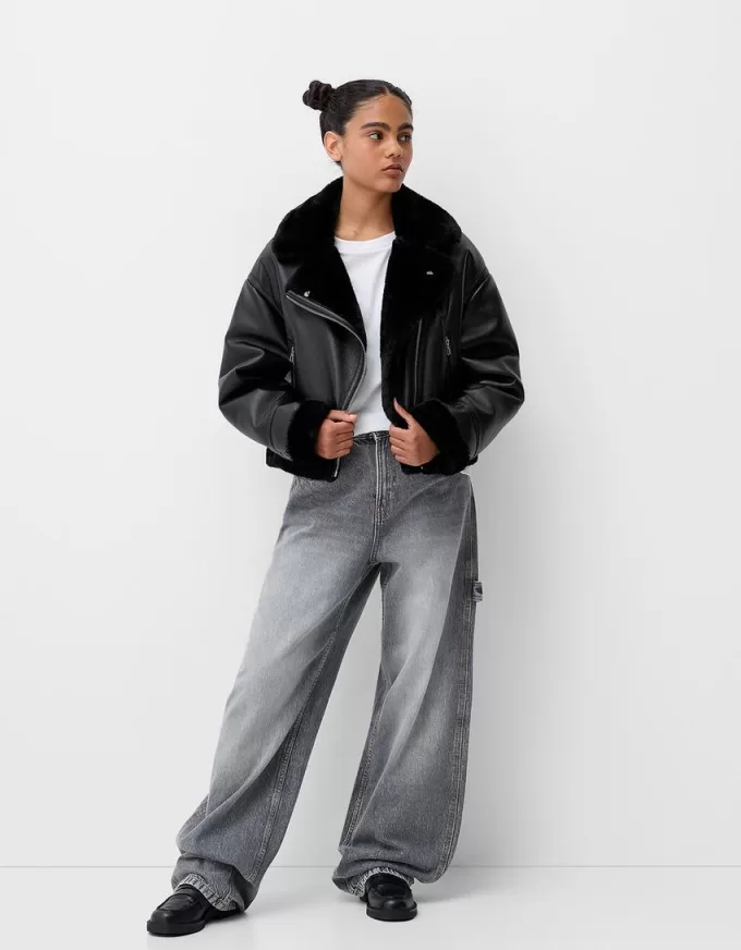 Faux shearling bikerjacka Faux shearling bikerjacka