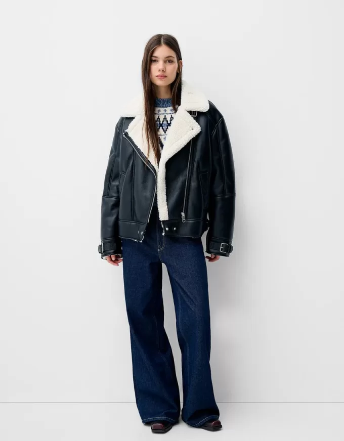 Faux shearling bikerjacka Faux shearling bikerjacka