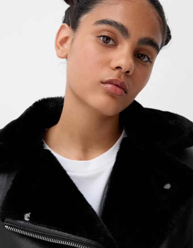 Faux shearling bikerjacka Faux shearling bikerjacka