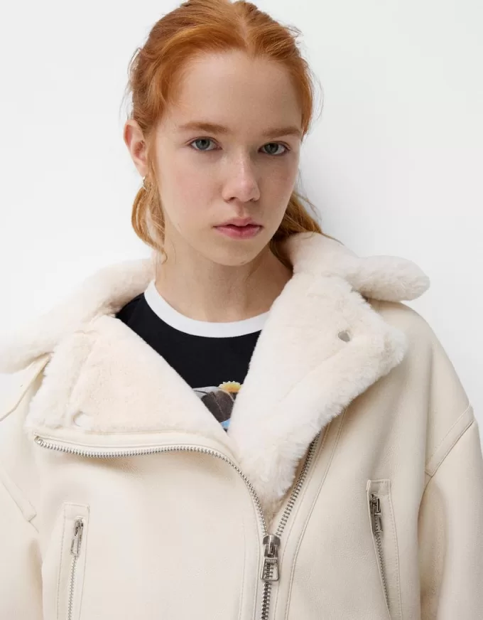 Faux shearling bikerjacka Faux shearling bikerjacka