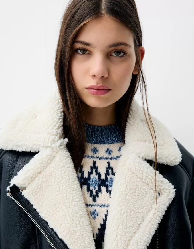 Faux shearling bikerjacka Faux shearling bikerjacka