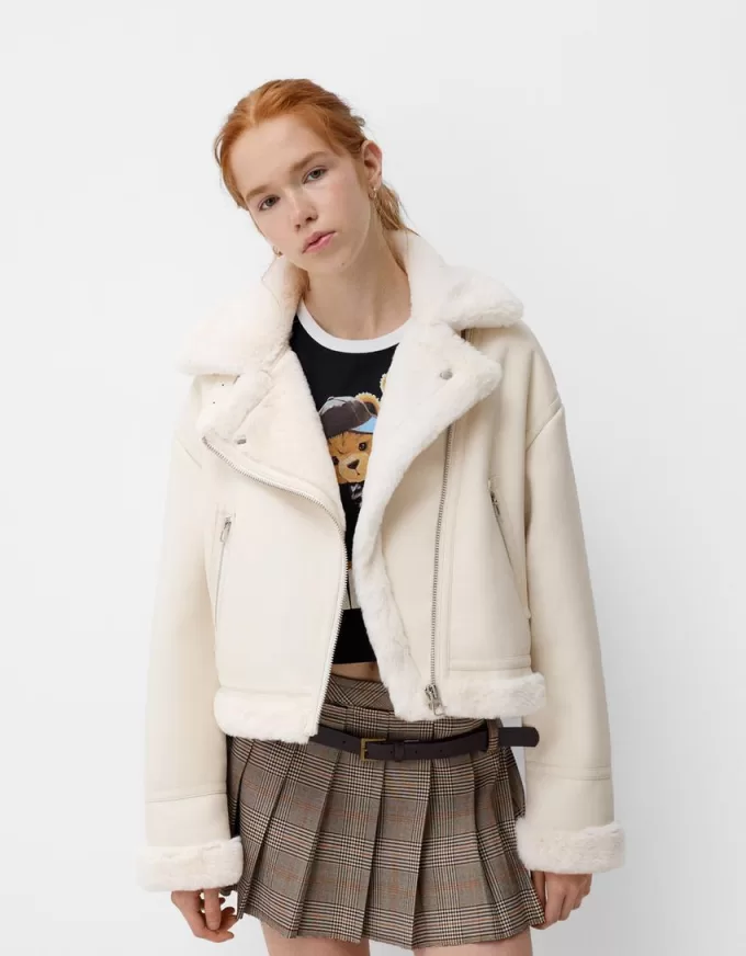 Faux shearling bikerjacka Faux shearling bikerjacka