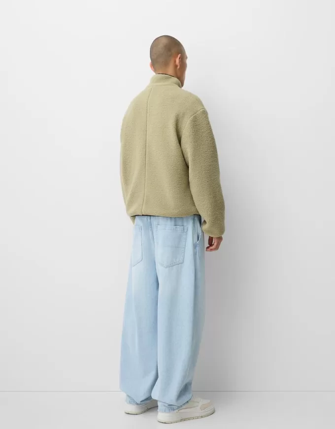 Faux shearling-jacka med kontrastdetaljer