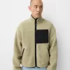 Faux shearling-jacka med kontrastdetaljer