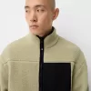 Faux shearling-jacka med kontrastdetaljer