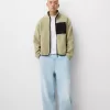 Faux shearling-jacka med kontrastdetaljer