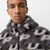 Faux shearling jacka med tryck Faux shearling jacka med tryck