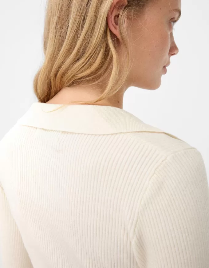 Figursydd tröja med polokrage