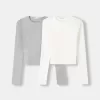 Förpackning med 2 långärmade T-shirts med rund hals Förpackning med 2 långärmade T-shirts med rund hals