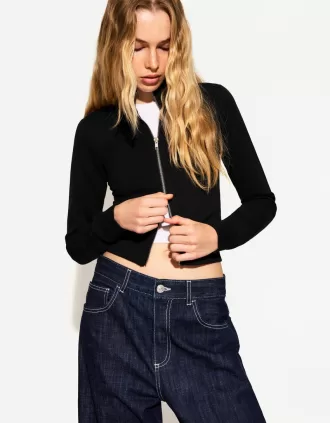 Höghalsad sweatshirt med dragkedja