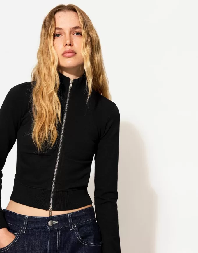 Höghalsad sweatshirt med dragkedja Höghalsad sweatshirt med dragkedja