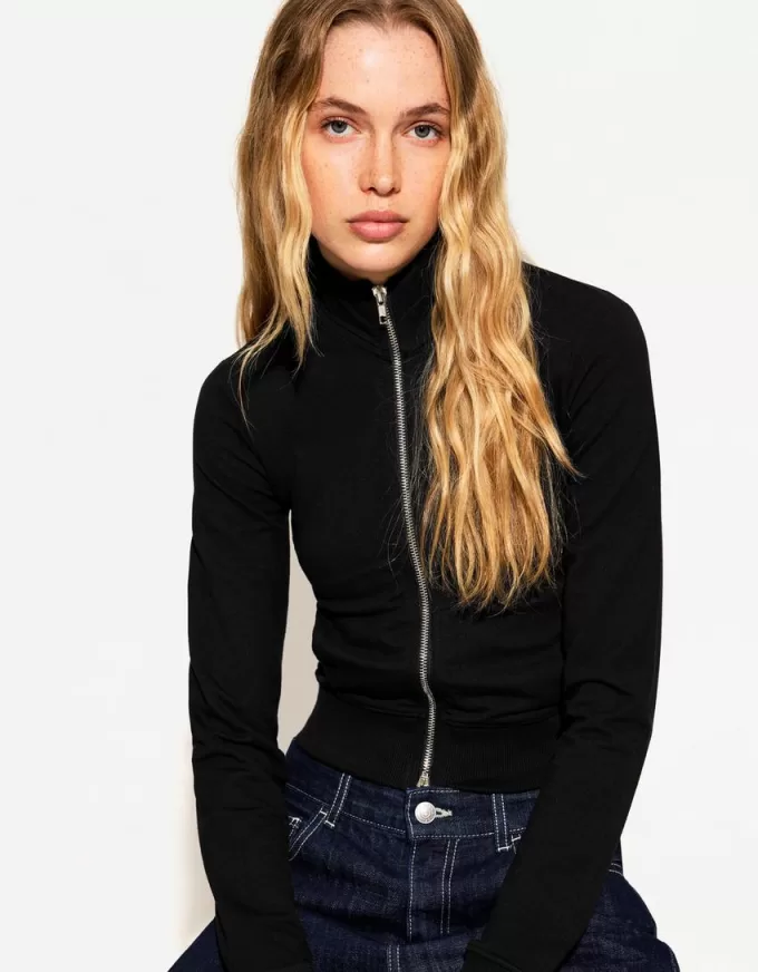 Höghalsad sweatshirt med dragkedja Höghalsad sweatshirt med dragkedja