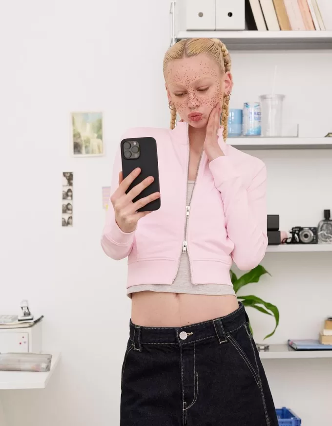 Höghalsad sweatshirt med dragkedja