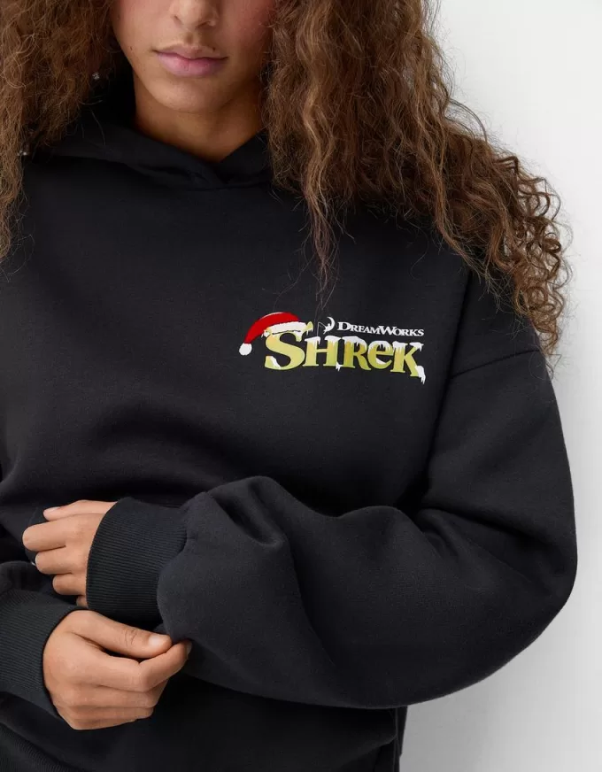 Huvtröja med Shrek-tryck Huvtröja med Shrek-tryck