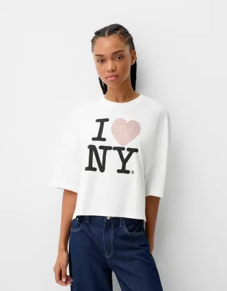 I Love New York T-shirt med mellanlånga ärmar