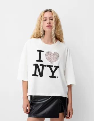 I Love New York T-shirt med mellanlånga ärmar