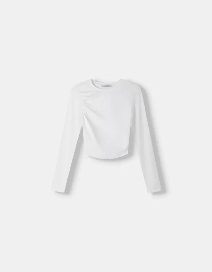 Insamlad långärmad T-shirt i polyamid Insamlad långärmad T-shirt i polyamid