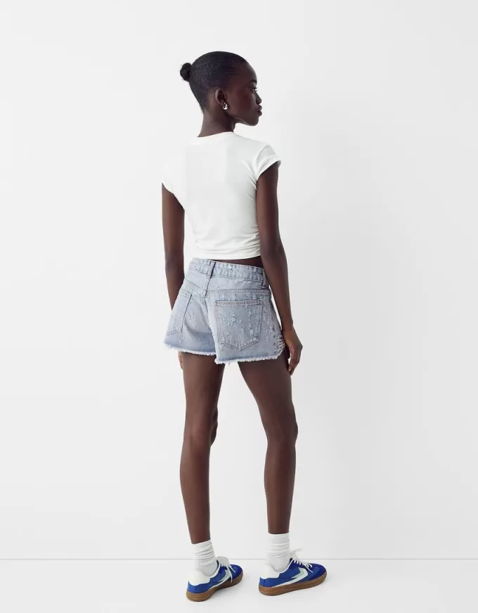 Jeansshorts med strass Jeansshorts med strass
