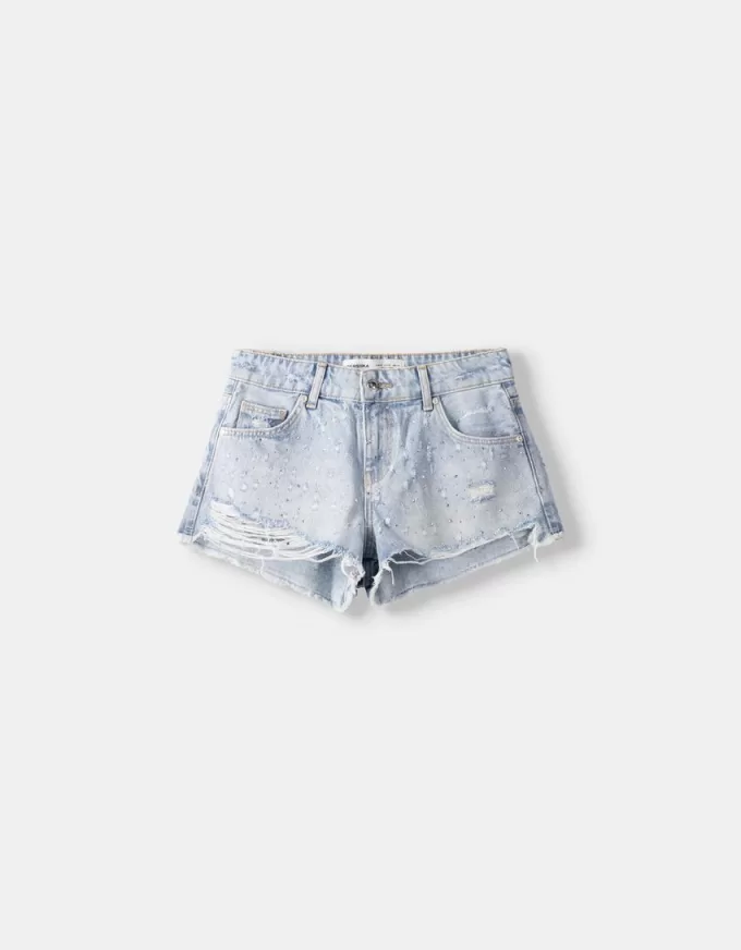 Jeansshorts med strass Jeansshorts med strass