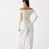 Kabelstickad Bardot cardigan med dragkedja
