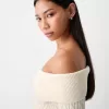 Kabelstickad Bardot cardigan med dragkedja