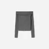 Kabelstickad Bardot cardigan med dragkedja Kabelstickad Bardot cardigan med dragkedja