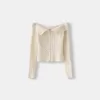 Kabelstickad Bardot cardigan med dragkedja