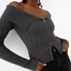 Kabelstickad Bardot cardigan med dragkedja Kabelstickad Bardot cardigan med dragkedja