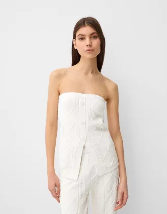 Kabelstickad bandeau topp