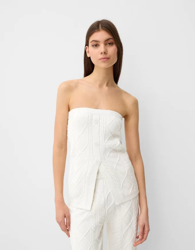 Kabelstickad bandeau topp
