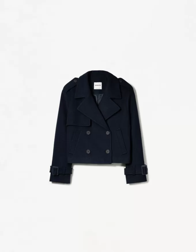 Kort mjuk trenchcoat