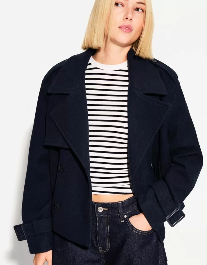 Kort mjuk trenchcoat