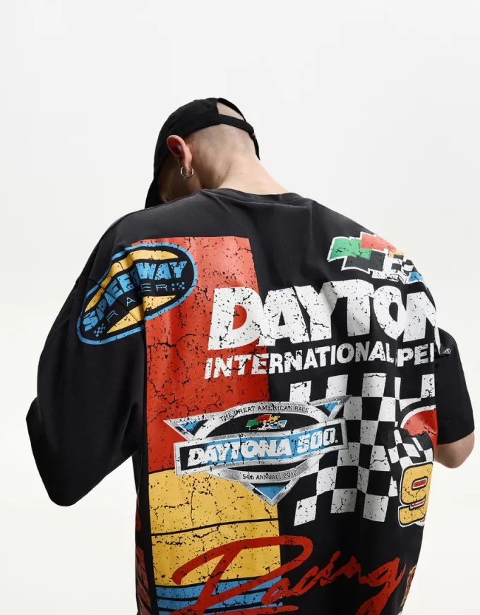 Kortärmad T-shirt med Nascar-tryck
