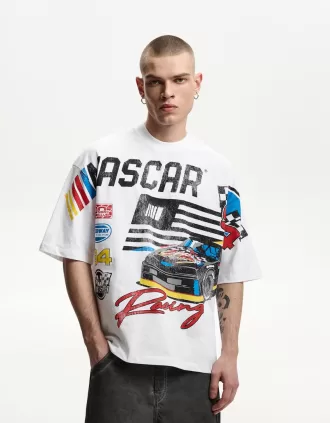 Kortärmad T-shirt med Nascar-tryck