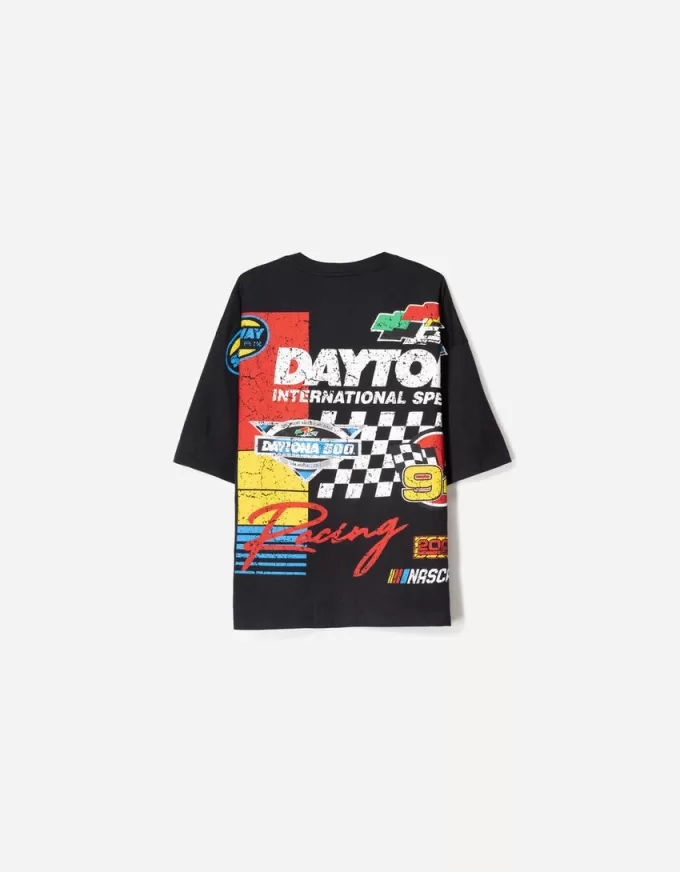 Kortärmad T-shirt med Nascar-tryck