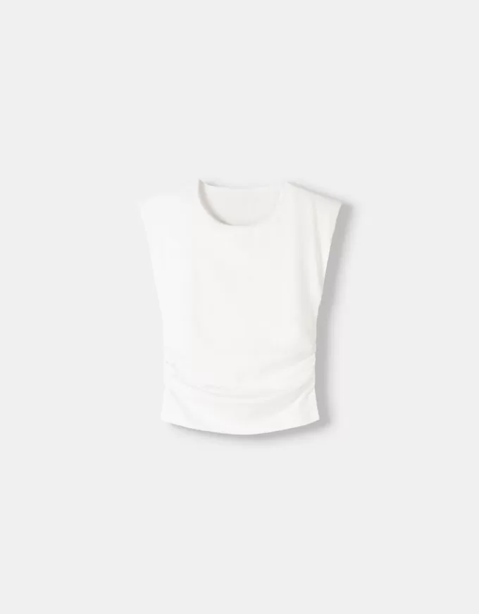 Kortärmad T-shirt med axelvaddar