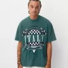Kortärmad T-shirt med blekt effekt med tryck Kortärmad T-shirt med blekt effekt med tryck