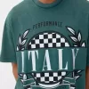 Kortärmad T-shirt med blekt effekt med tryck Kortärmad T-shirt med blekt effekt med tryck