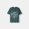 Kortärmad T-shirt med blekt effekt med tryck Kortärmad T-shirt med blekt effekt med tryck