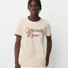 Kortärmad T-shirt med kontrasterande ribbad kant Kortärmad T-shirt med kontrasterande ribbad kant