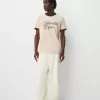 Kortärmad T-shirt med kontrasterande ribbad kant Kortärmad T-shirt med kontrasterande ribbad kant